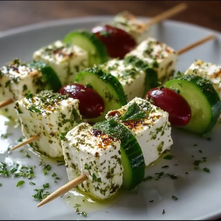 Leckere Feta Spieße mit Gurke als gesunder Snack