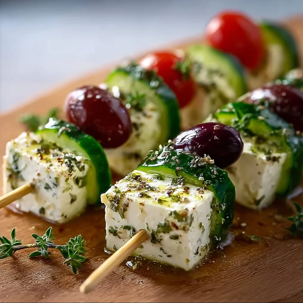 Feta Spieße mit Gurke