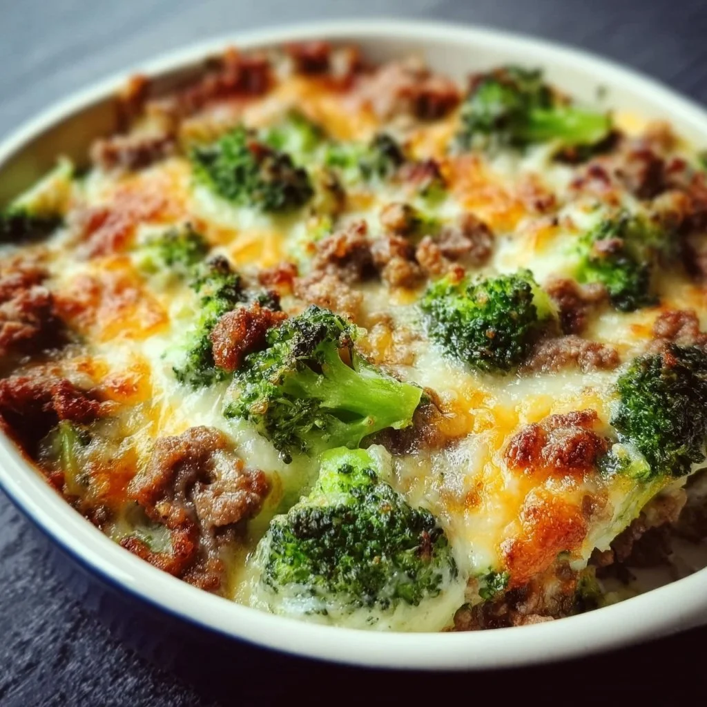 Fitness Casserole mit Brokkoli und Hackfleisch, nährstoffreiche Mahlzeit