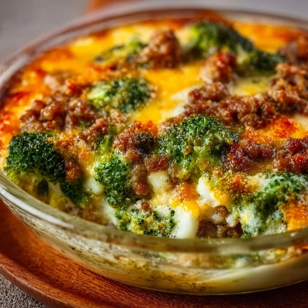 Fitness casserole with broccoli and minced meat
