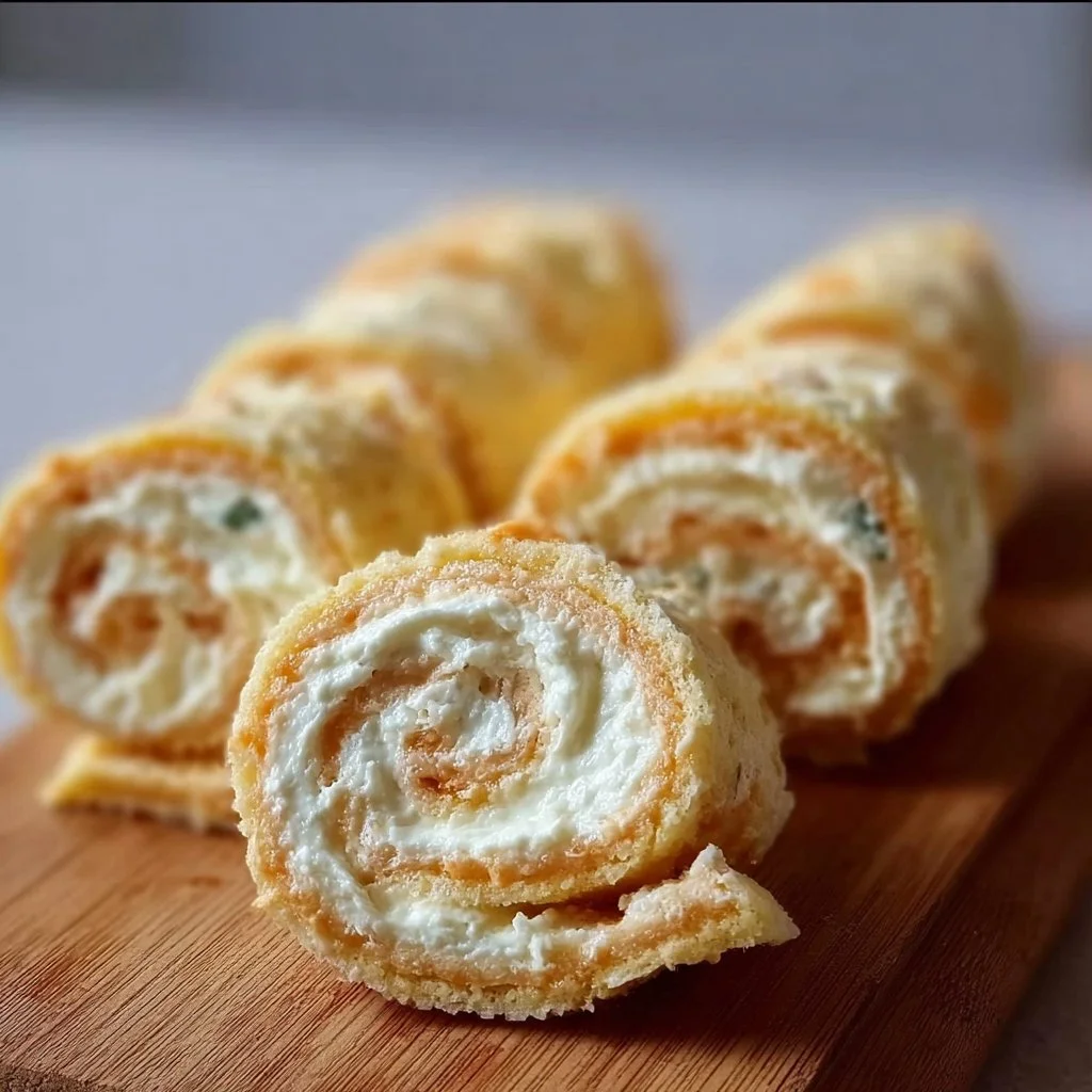 Leckere Frischkäse Roll-Ups auf einem Teller, perfekt als Snack.