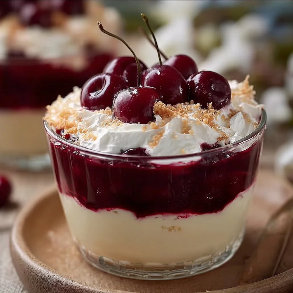 Himmlisches Engelscreme Dessert mit Kirsch-Extrakt