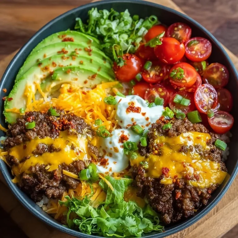 Hohe Protein Cheeseburger Schalen mit frischen Zutaten und viel Protein