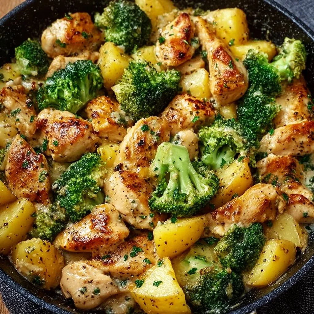 Kartoffel-Hähnchen-Pfanne mit Brokkoli