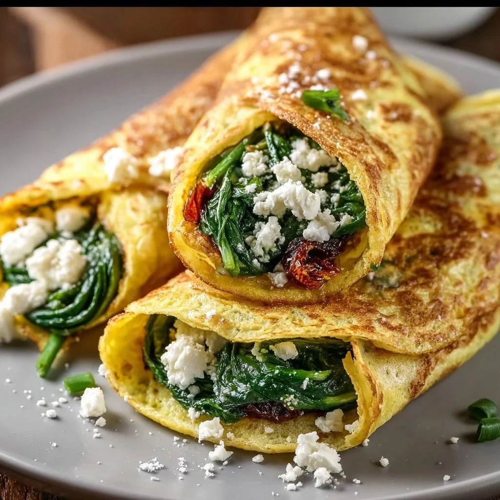 Keto Pancake Wraps with Spinach and Feta