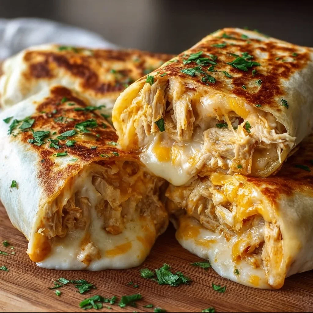 Klebrige Käse-Knoblauch-Hühnchen-Wraps
