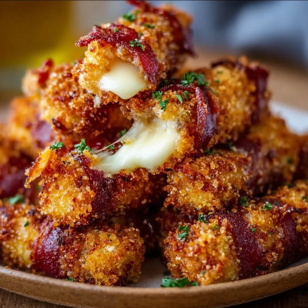 Knusprige Beef Bacon-Mozzarella-Sticks