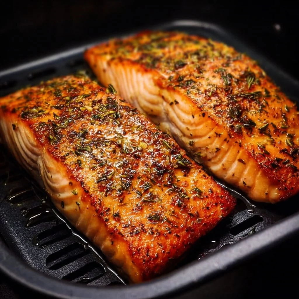 Lachsfilet im Airfryer, saftig und schnell zubereitet.
