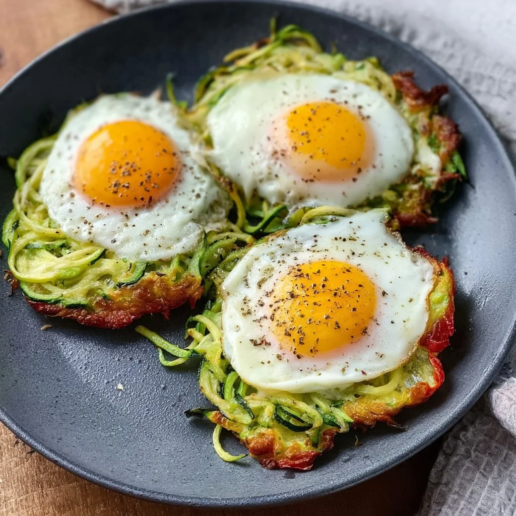 Low Carb Zucchini Nester mit Spiegelei