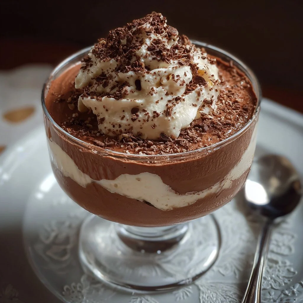 Leckeres Mascarpone Nutella Dessert in einer eleganten Schale serviert.