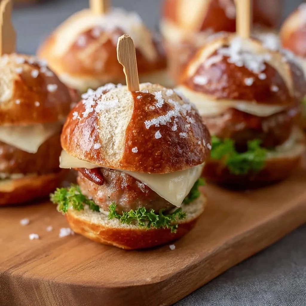 Mini Laugen-Burger mit Leberkäse