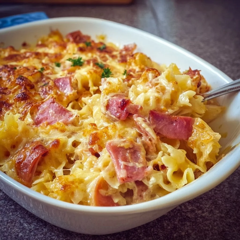 Nudelauflauf Hawaii mit Appenzeller, ein leckeres Rezept für ein herzhaftes Gericht.
