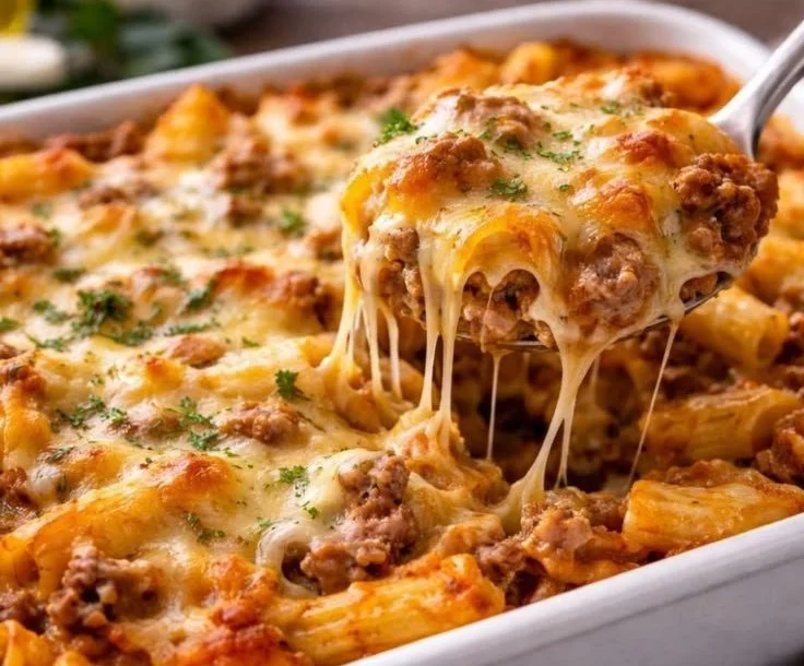 Nudelauflauf mit Hackfleisch und Sahne
