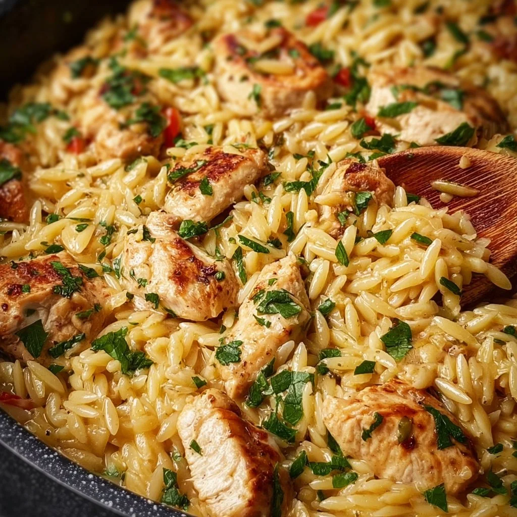 One Pot Orzo Pasta mit Hähnchen