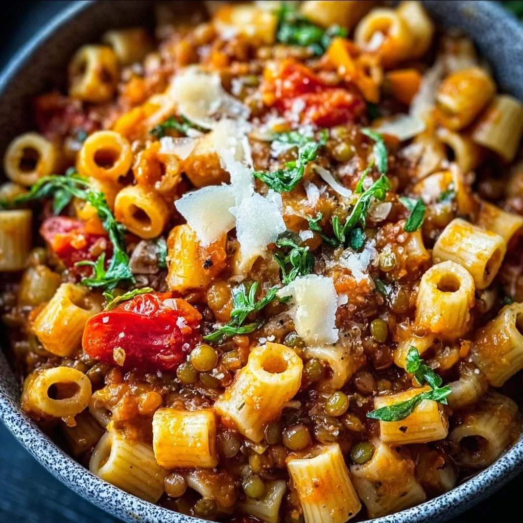 One-Pot-Pasta mit Linsen