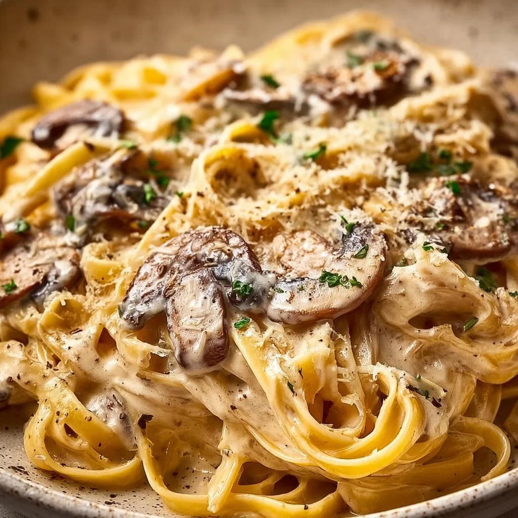 Pilzcremesoße Pasta für schnelle Abendessen