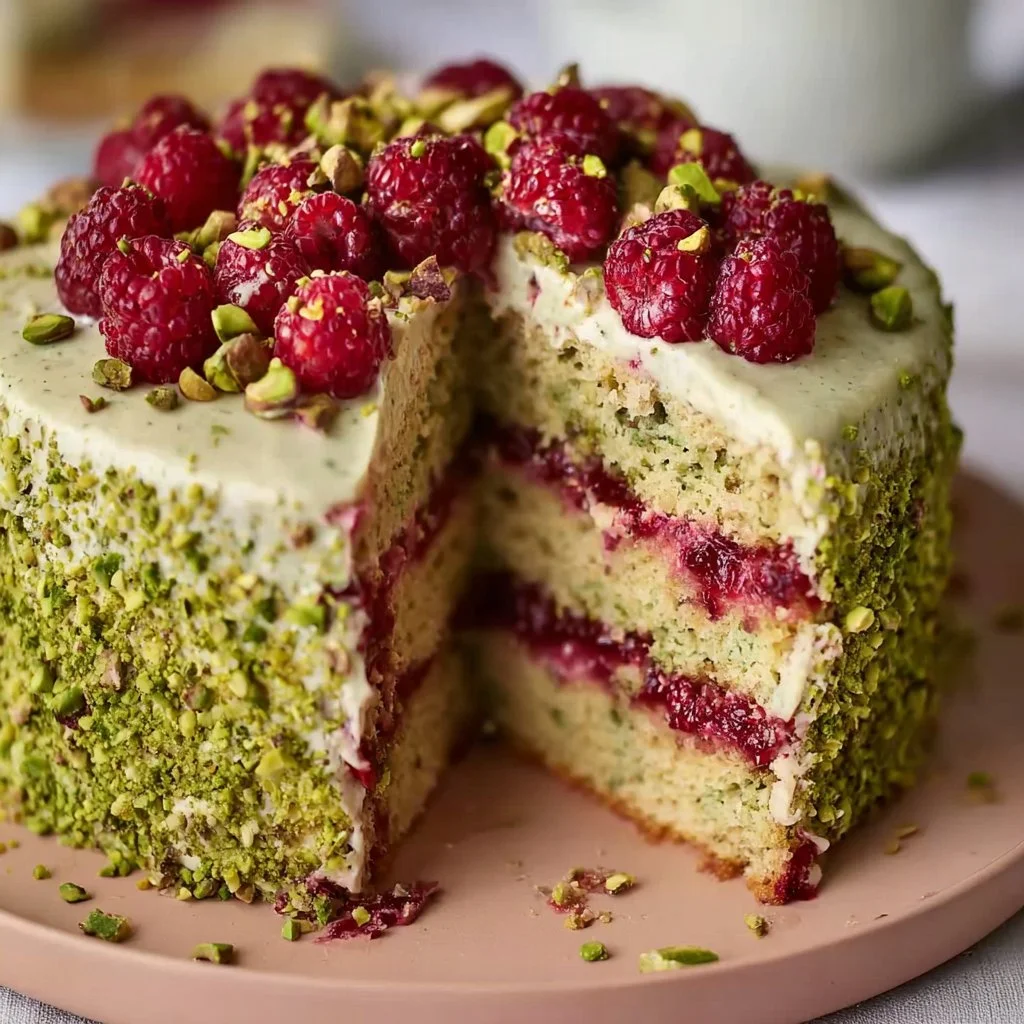 Pistachio Raspberry Cake