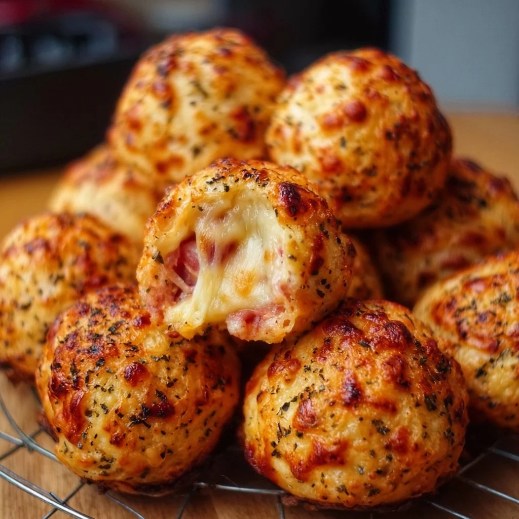 Leckere Pizza Bällchen als Snack oder Vorspeise serviert