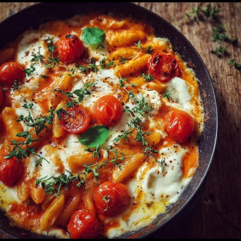 Schupfnudeln mit Tomaten und Mozzarella auf einem Teller serviert