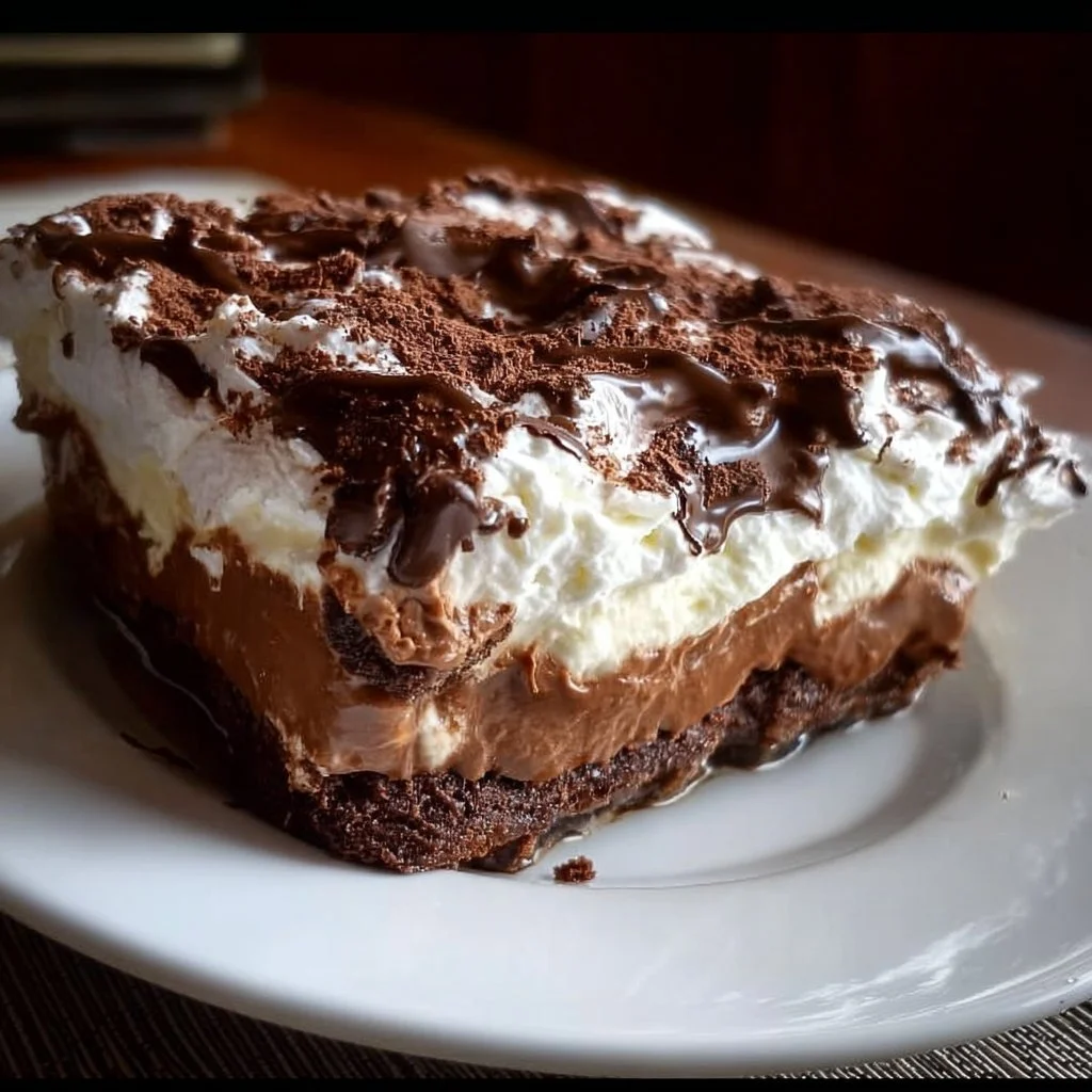 Schokoladenlasagne, eine leckere Schichtdessert mit Schokolade und Creme.