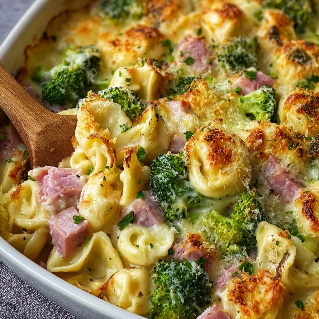 Tortellini Bake with Ham and Broccoli
