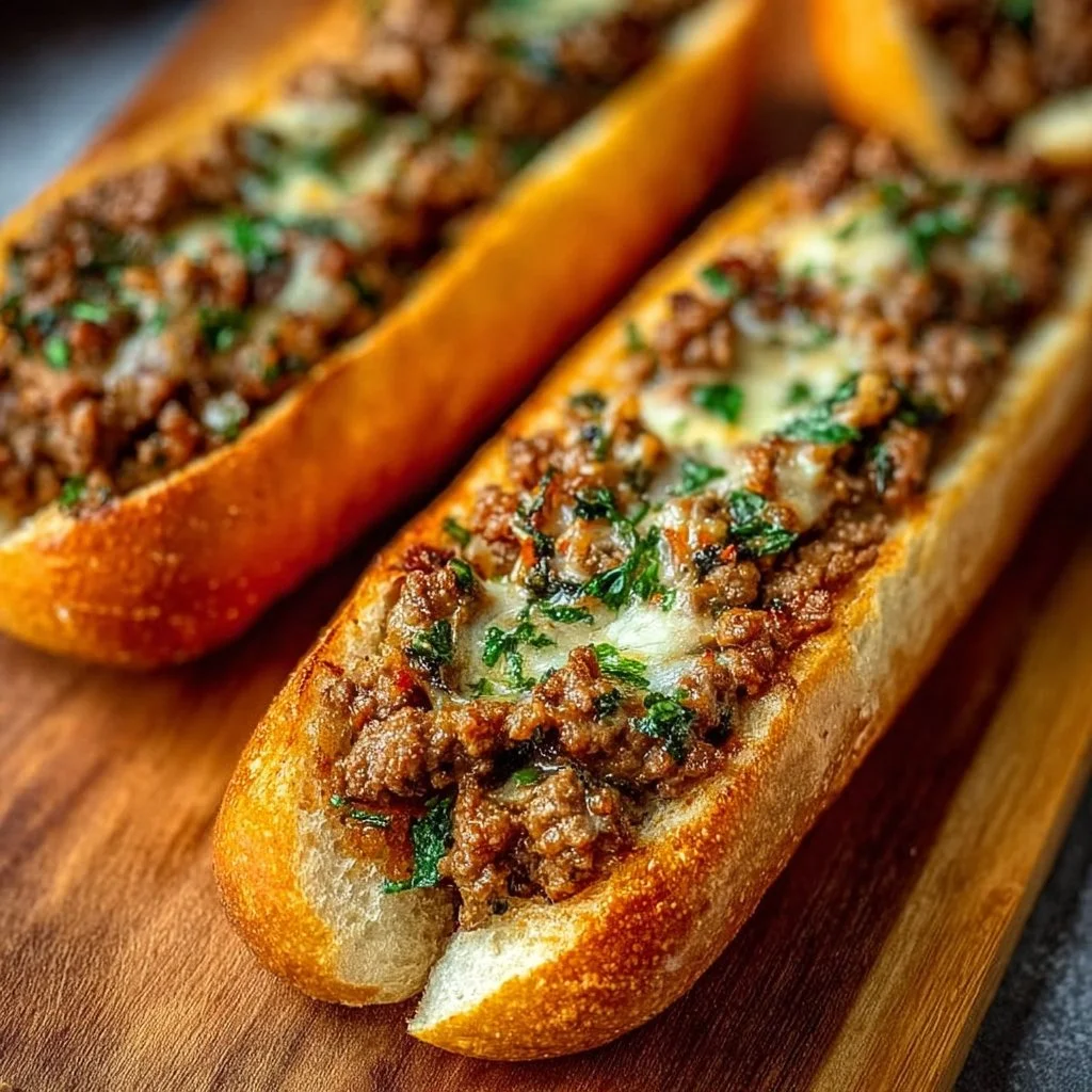 Überbackene Hackfleisch-Baguettes