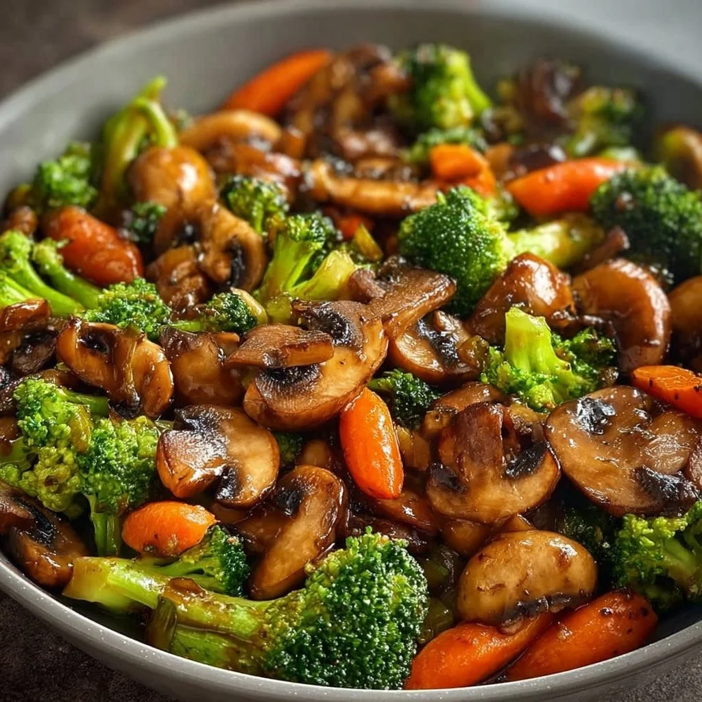 15-Minuten-Pfanne mit Champignons, Brokkoli und Karotten