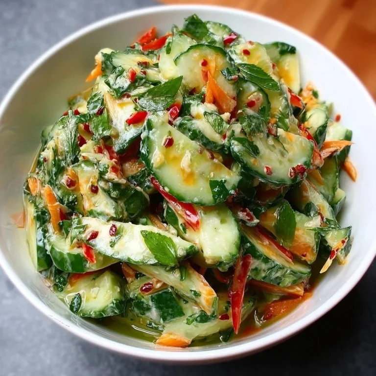Asiatischer Gurkensalat auf einem Teller, frisch und sommerlich zubereitet