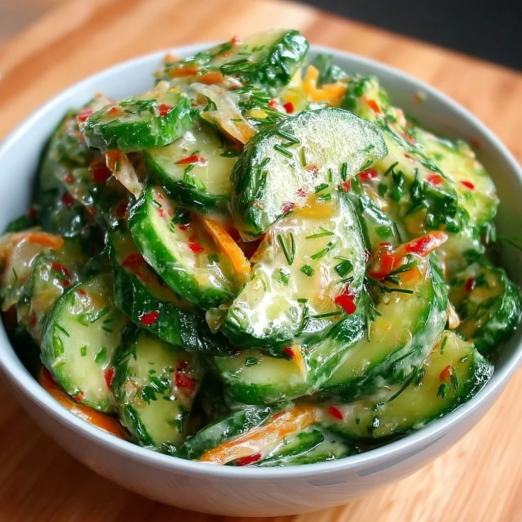Asiatischer Gurkensalat für den Sommer mit frischen Zutaten