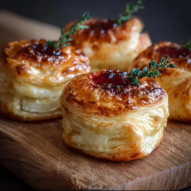 Blätterteig-Häppchen gefüllt mit schmelzendem Camembert