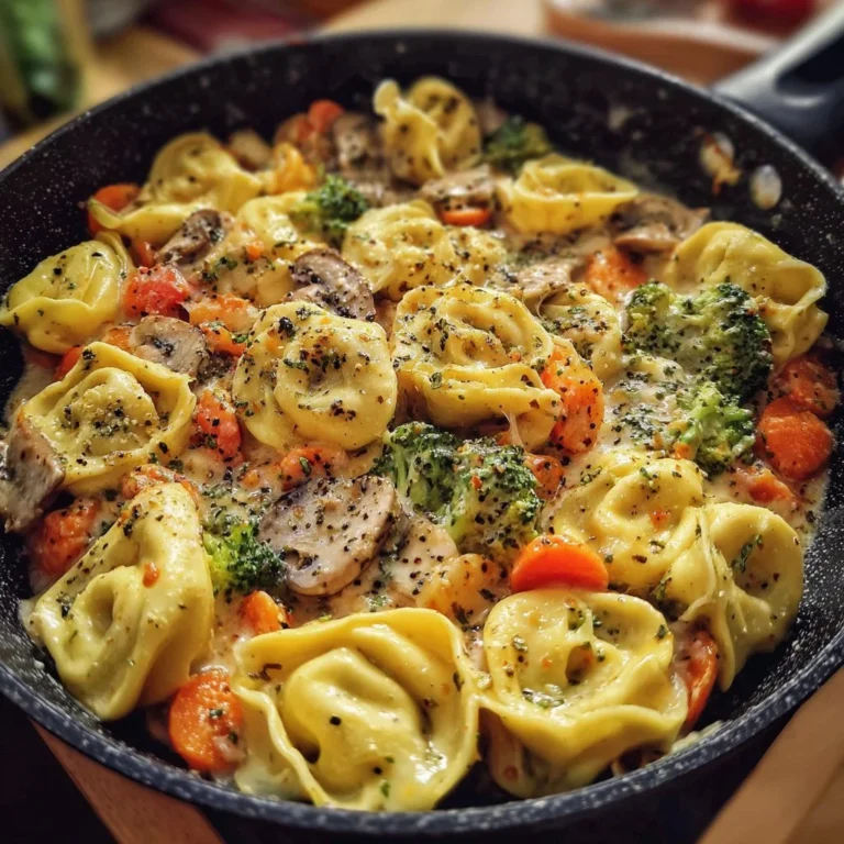 Cremige Gemüse Tortellini Pfanne mit buntem Gemüse und köstlicher Sauce