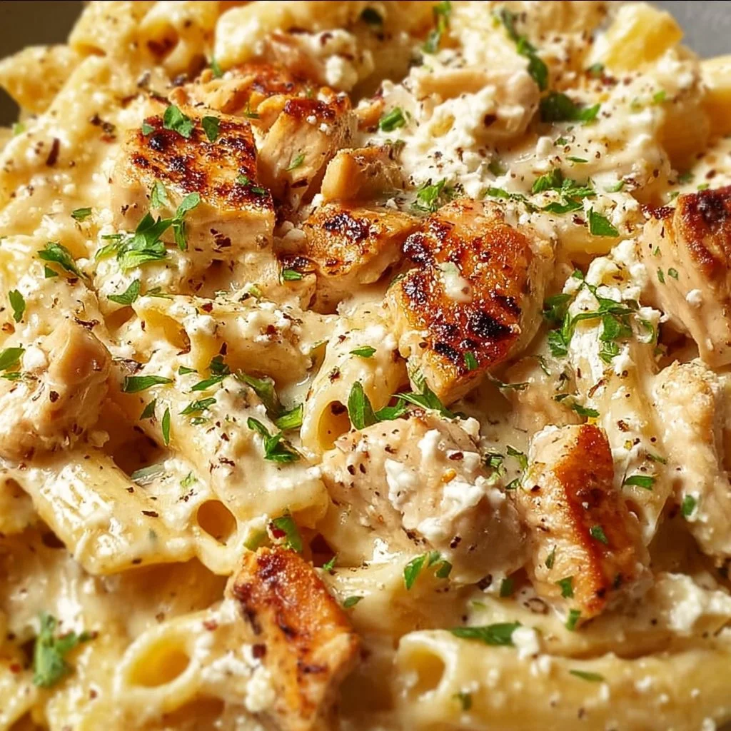 Cremige Hähnchen-Feta-Pasta