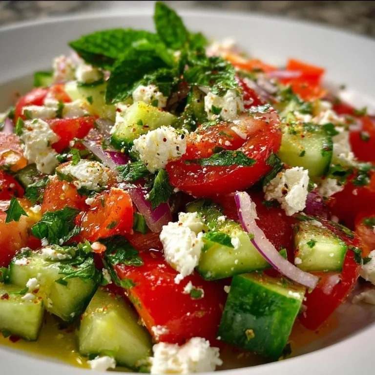Mediterraner Feta Salat mit Gurken und Tomaten für einen frischen Genuss