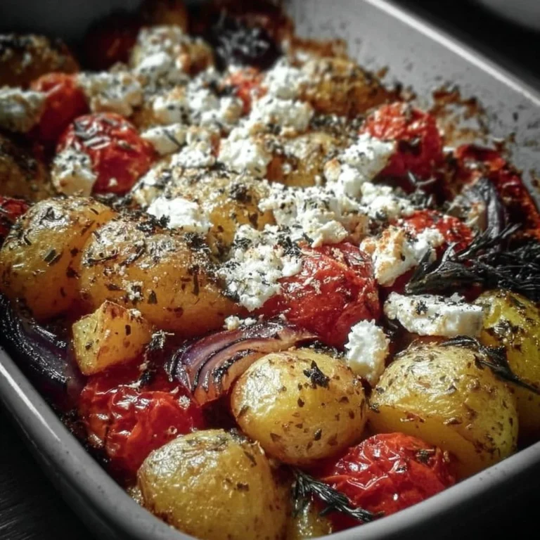 Feta Kartoffeln Ofengemüse mit frischen Kräutern aus dem Ofen