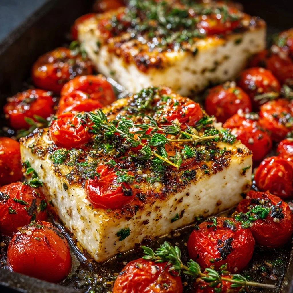 Feta vom Grill mit Tomaten und Kräutern – einfach & mediterran