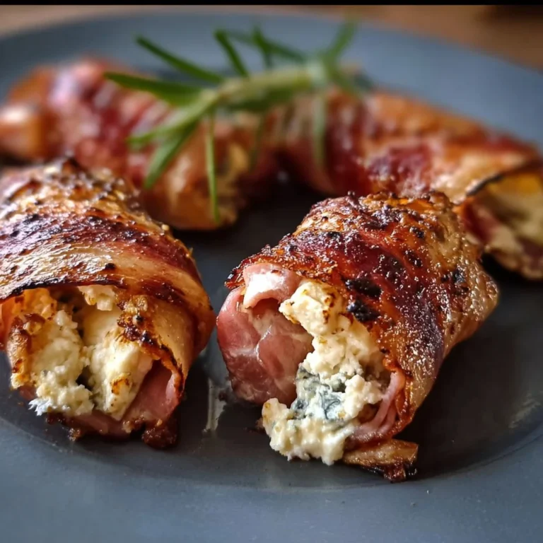 Gegrillte Feta-Schinkenröllchen auf einem Grill präsentiert