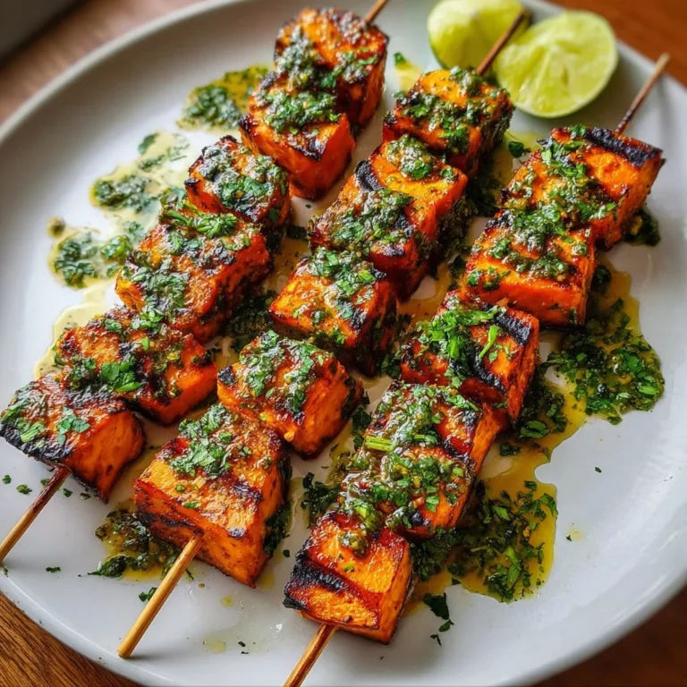 Gegrillte Süßkartoffel-Spieße mit Limetten-Koriander-Marinade auf dem Grill