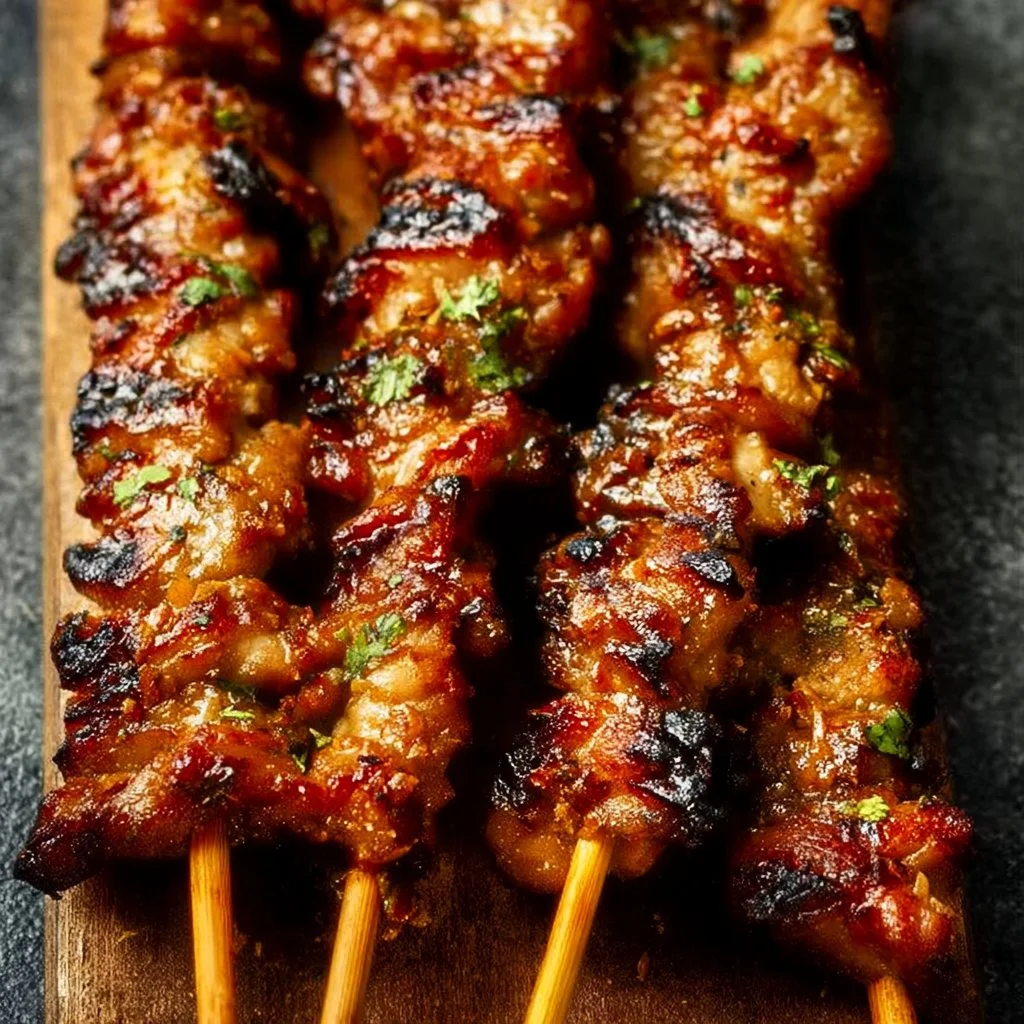 Gegrillte Thai-Kokosnuss-Hähnchenspieße