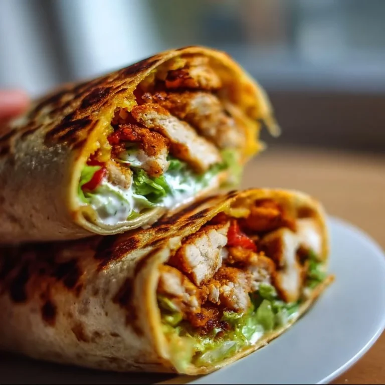 Gesunder und knuspriger Chicken Crunch Wrap auf einem Teller serviert.