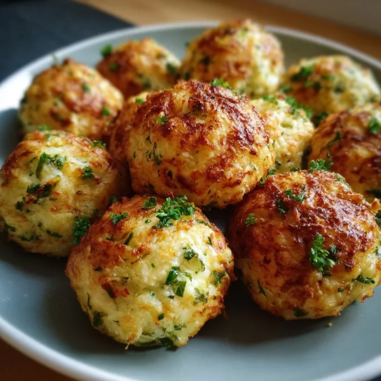 Käse-Lauch-Bällchen auf einem Teller serviert, ideal für Partys