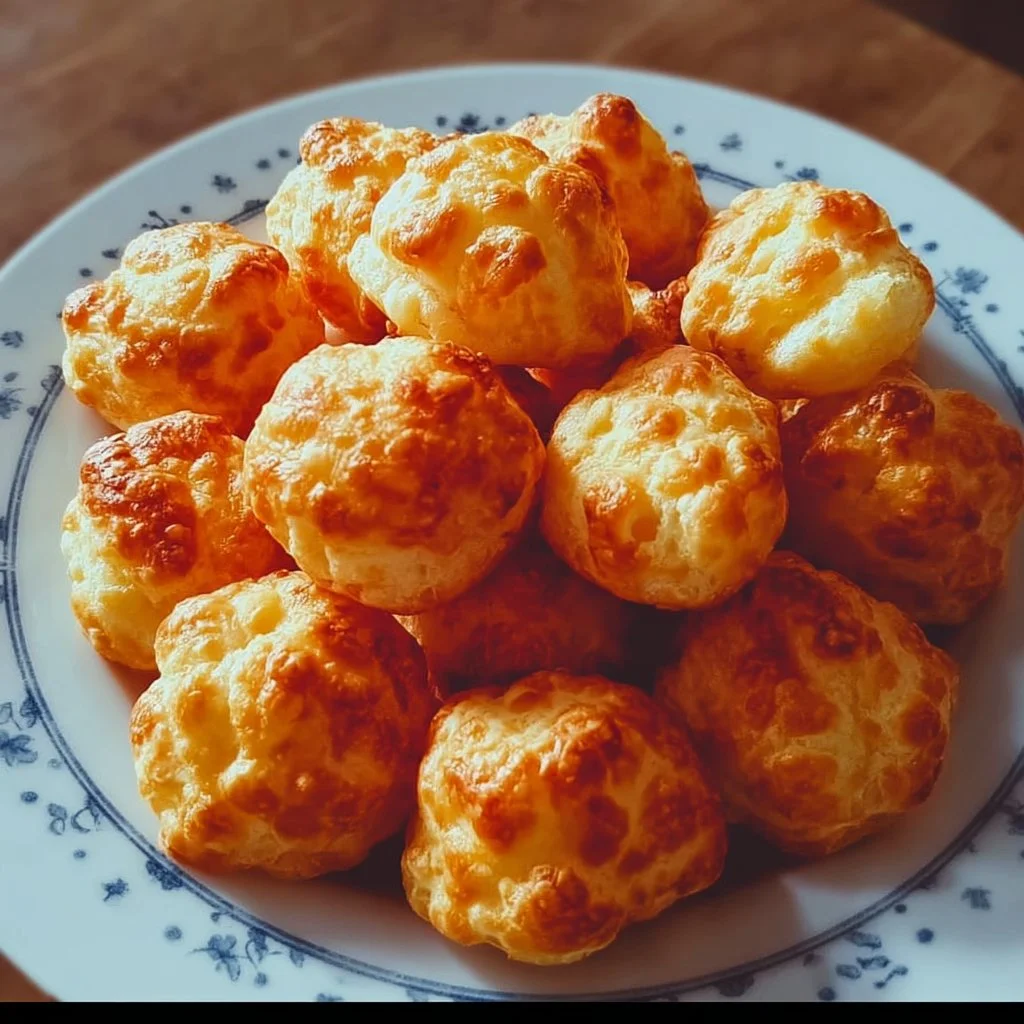 Käse Puff Snacks auf einem Teller, ideal für Parties und TV-Abende.
