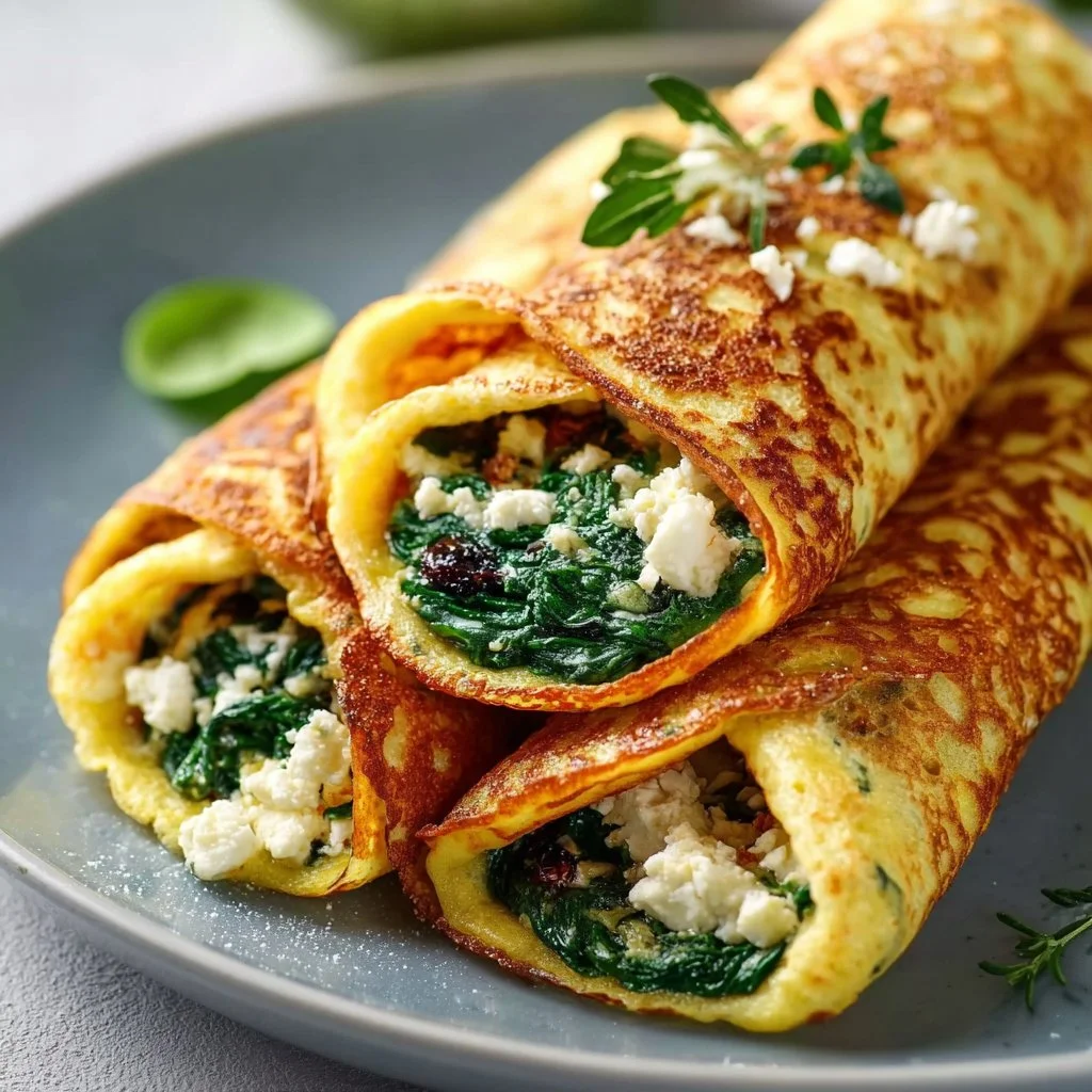 Keto Pancake Wraps with Spinach and Feta