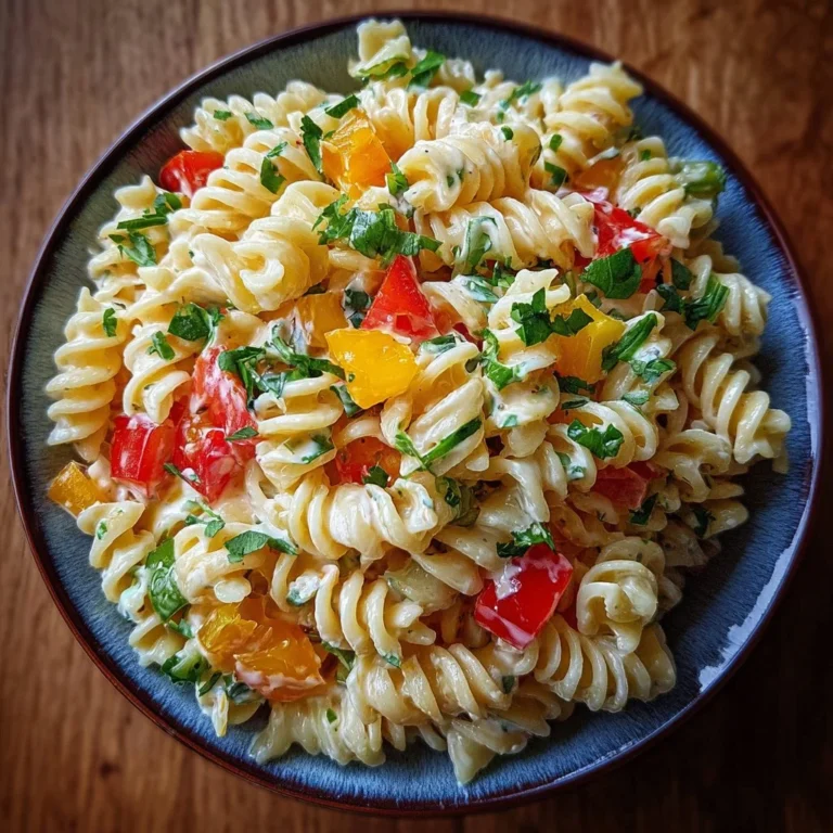 Leckerer Kinder Nudelsalat mit Frischkäse und buntem Gemüse