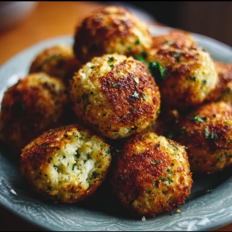 Knusprige Zucchini-Feta-Bällchen frisch aus dem Ofen.