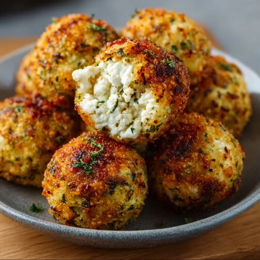 Knusprige Zucchini-Feta-Bällchen aus dem Ofen