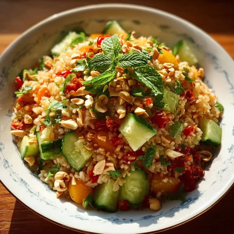Knuspriger Erdnuss-Chili Reissalat, ideal für Sommergerichte