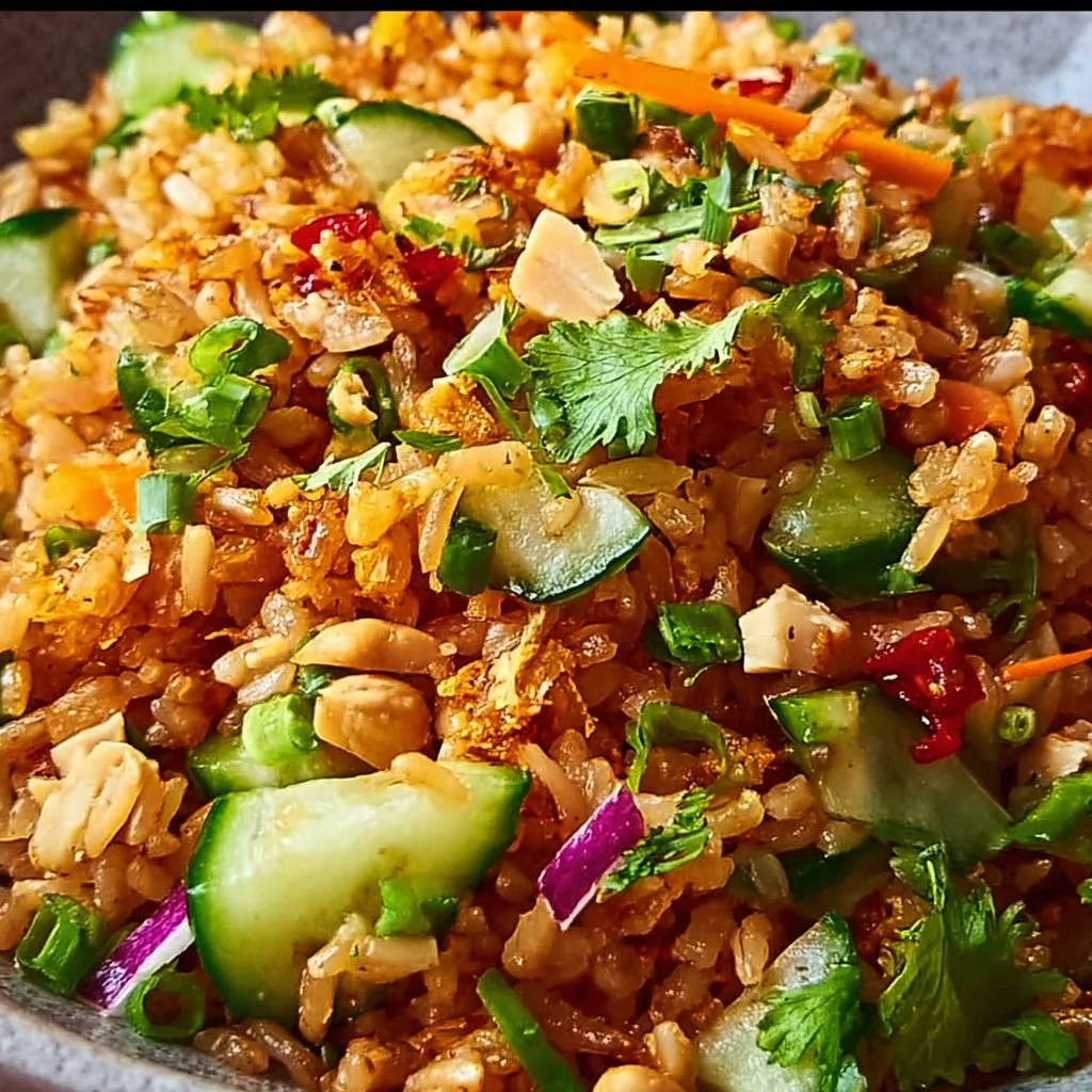 Knuspriger Reissalat Erdnuss Chili