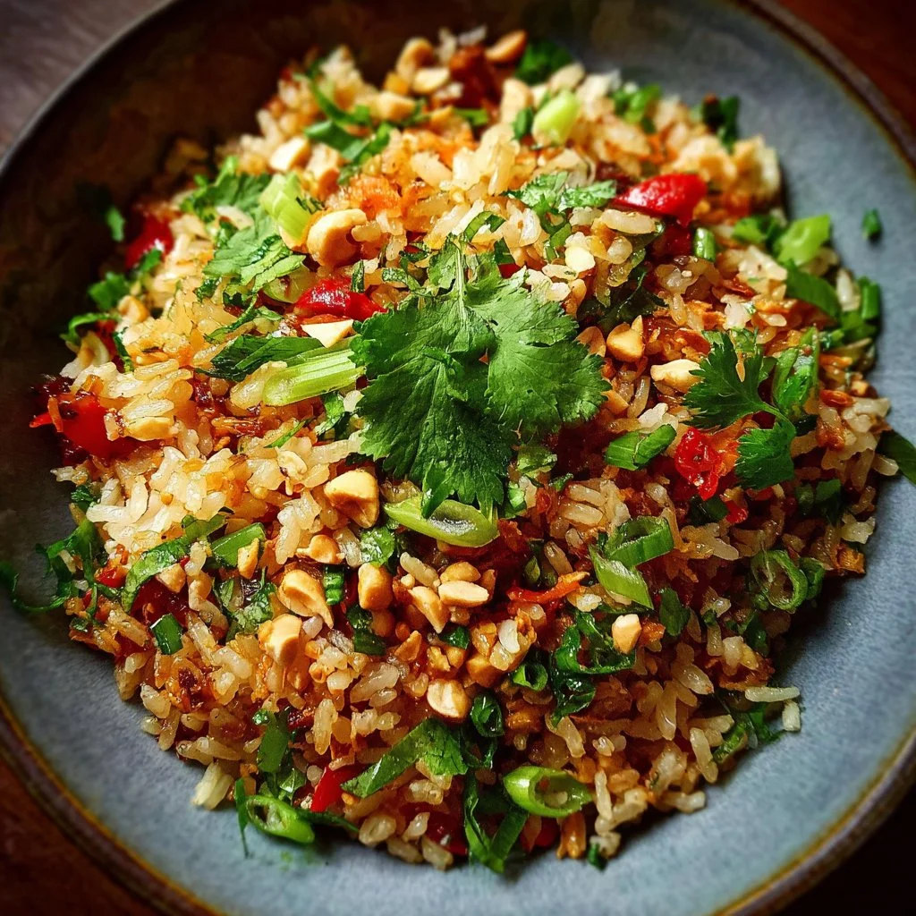 Knuspriger Reissalat mit Erdnuss Chili - ein leckeres und gesundes Rezept