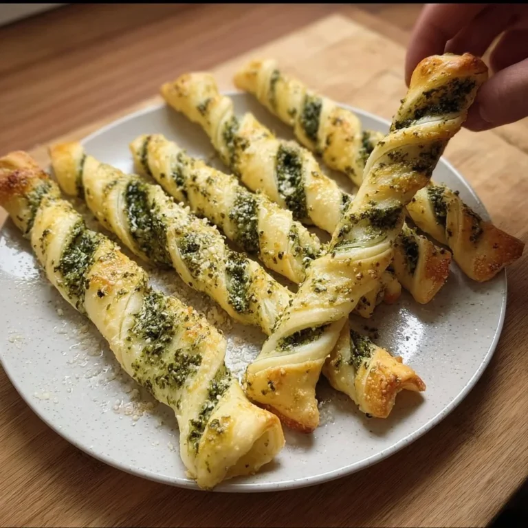 Pesto-Twists gefüllt mit Mozzarella auf einem weißen Teller