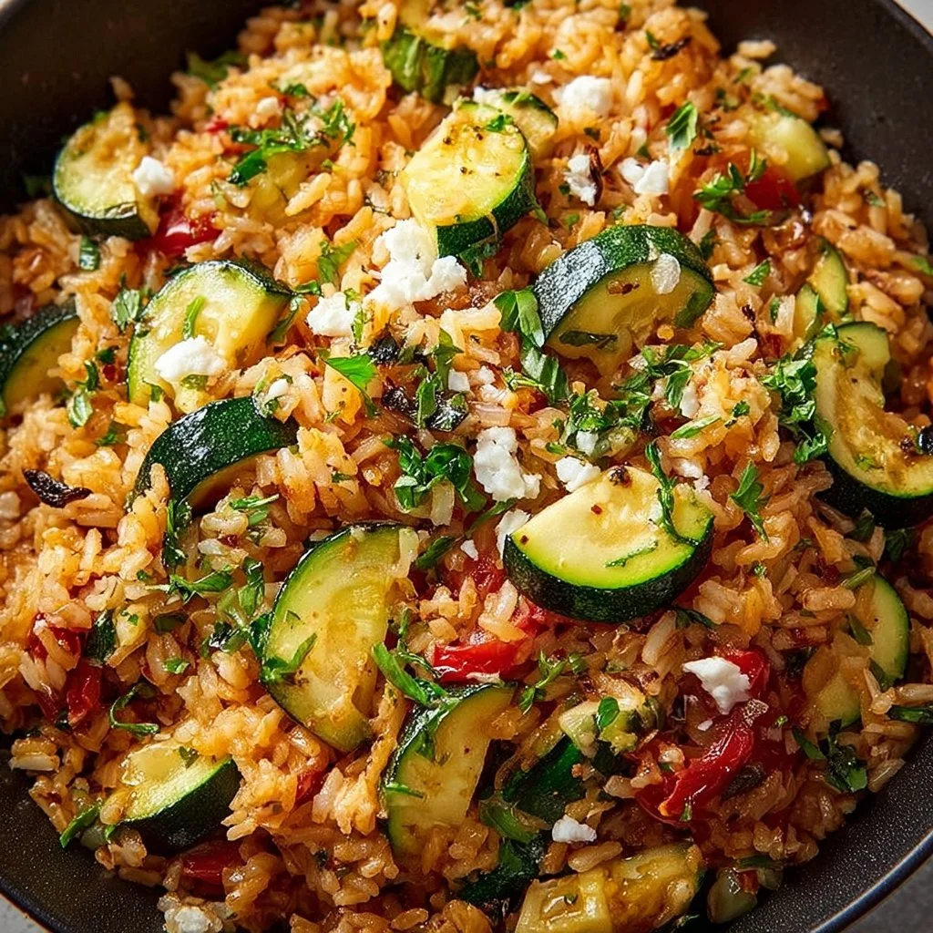 Mediterrane Zucchini-Reis-Pfanne